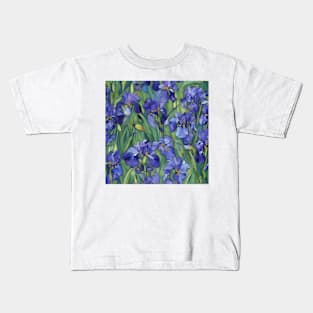 Purple lily iris pattern, van gogh style Kids T-Shirt